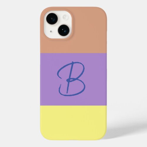 Elegant Pastel Colorblock Monogram Initial Letter Case_Mate iPhone 14 Case