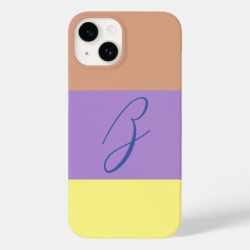 Elegant Pastel Colorblock Monogram Initial Letter Case_Mate iPhone 14 Case