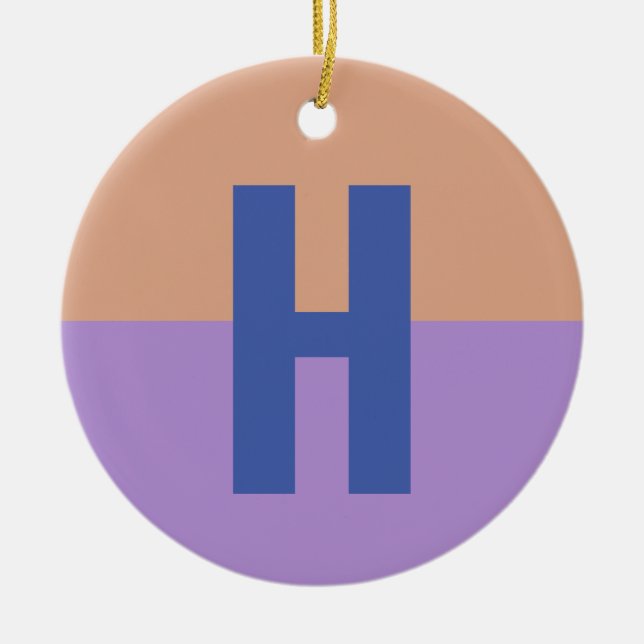 Elegant Pastel Colorblock Monogram Initial Letter Ceramic Ornament (Front)