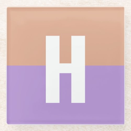 Elegant Pastel Colorblock Monogram Initial Letter Glass Coaster