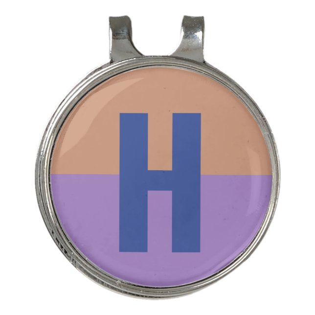 Elegant Pastel Colorblock Monogram Initial Letter Golf Hat Clip (Front)