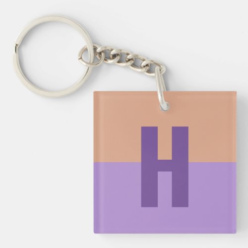 Elegant Pastel Colorblock Monogram Initial Letter Keychain