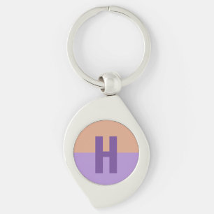 Elegant Pastel Colorblock Monogram Initial Letter Keychain