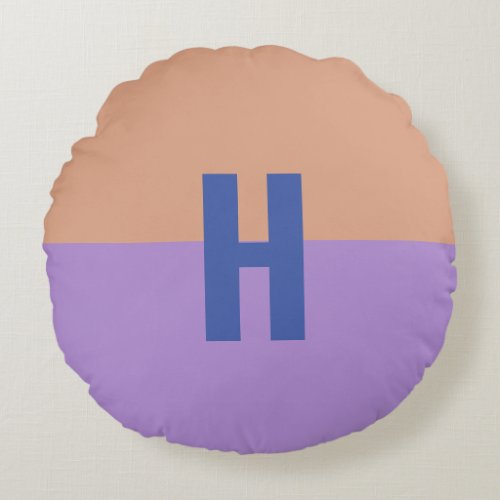 Elegant Pastel Colorblock Monogram Initial Letter Round Pillow