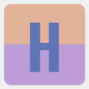 Elegant Pastel Colorblock Monogram Initial Letter Square Sticker