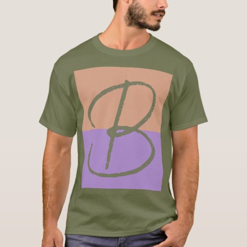 Elegant Pastel Colorblock Monogram Initial Letter T_Shirt