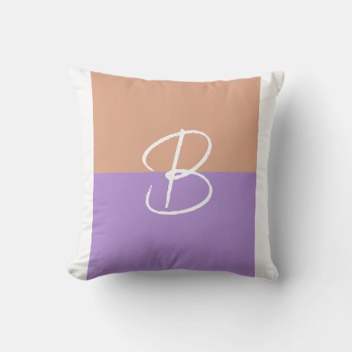 Elegant Pastel Colorblock Monogram Initial Letter Throw Pillow