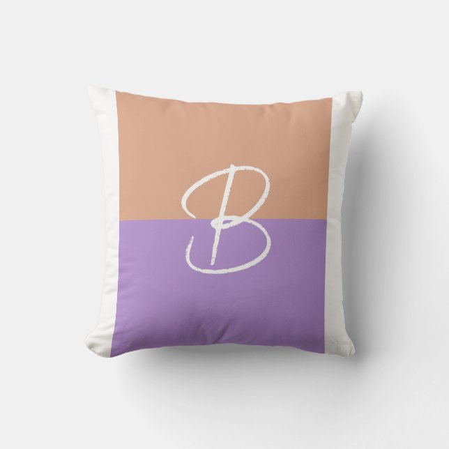 Elegant Pastel Colorblock Monogram Initial Letter Throw Pillow (Front)