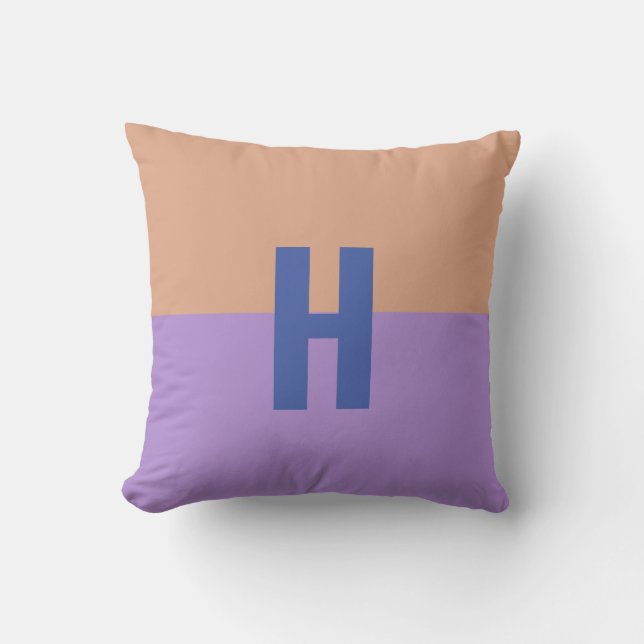 Elegant Pastel Colorblock Monogram Initial Letter Throw Pillow (Front)