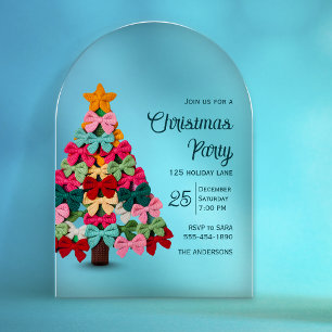 Elegant Pastel Coquette Bows Christmas Tree Acrylic Invitations