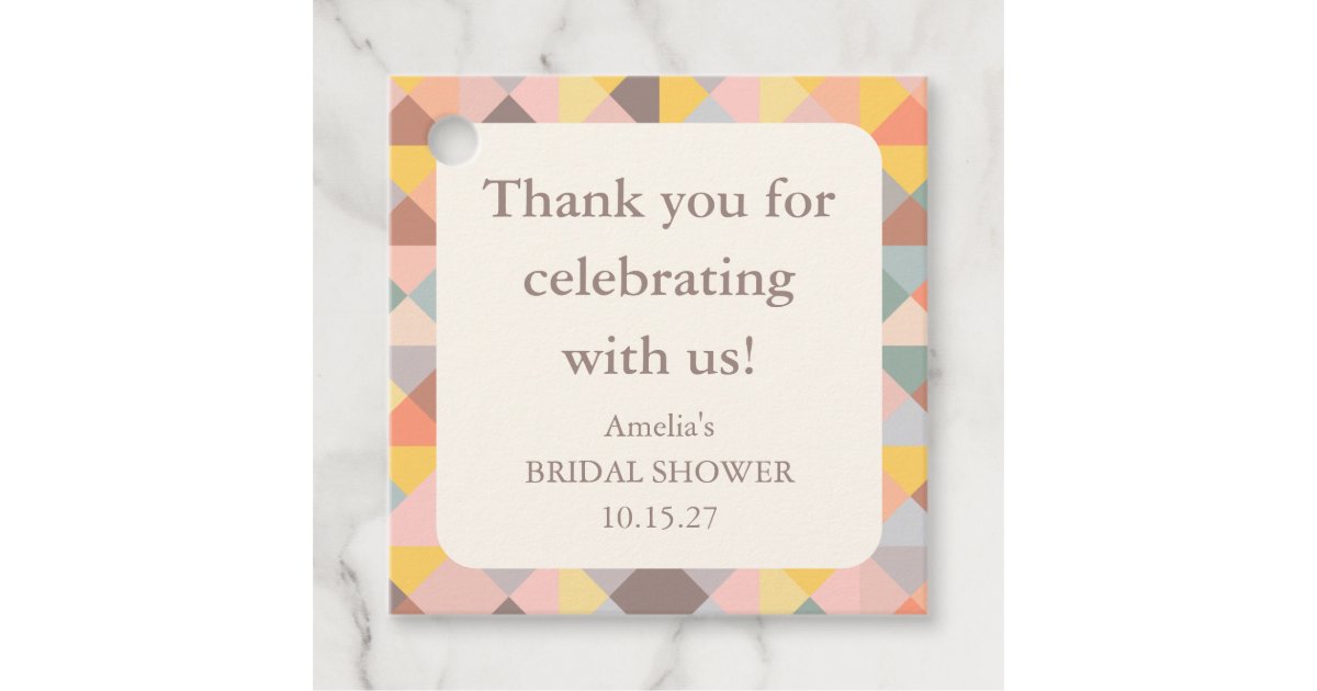 Elegant Pastel Custom Bridal Shower Thank You Favor Tags | Zazzle