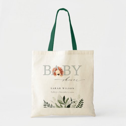 Elegant Pastel Cute Boho Lion Foliage Baby Shower