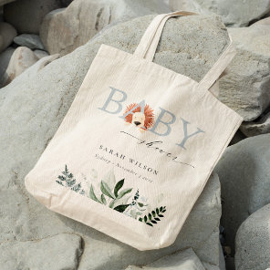Elegant Pastel Cute Boho Lion Foliage Baby Shower Tote Bag
