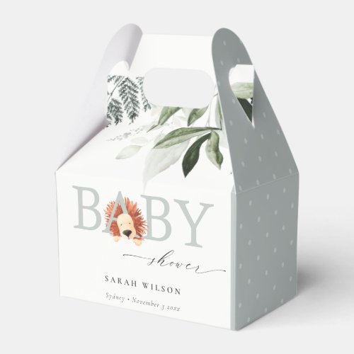 Elegant Pastel Cute Lion Foliage Baby Shower Favor Boxes
