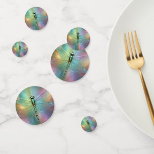 Elegant Pastel Dragonfly Fractal Art, Confetti