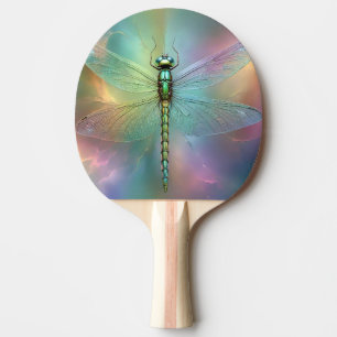 Elegant Pastel Dragonfly Fractal Art, Ping Pong Paddle