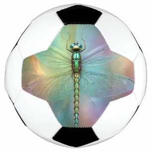 Elegant Pastel Dragonfly Fractal Art, Soccer Ball