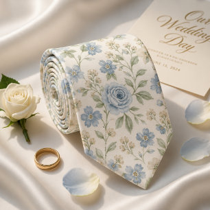 Elegant Pastel Dusty Blue Wedding Neck Tie