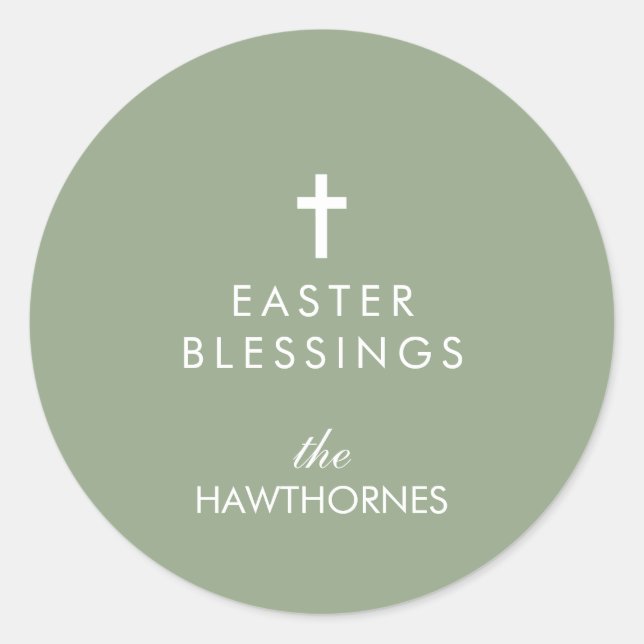 Elegant Pastel Easter Cross Classic Round Sticker (Front)