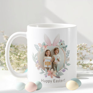 Elegant Pastel Easter Photo Mug   Bunny Frame