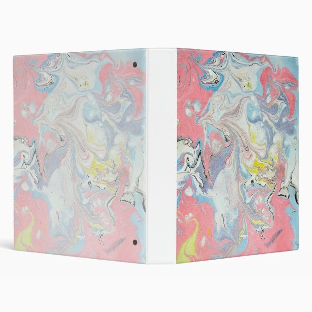 Elegant Pastel Ebru Abstract Art 3 Ring Binder (Background)