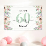 Elegant Pastel Floral 60th Birthday Party  Banner<br><div class="desc">Say Happy Birthday in style with this elegant 60th birthday party banner,  accented with a charming watercolor floral border along each side. Soft pastel shades of peach and purple add a delicate,  feminine touch—perfect for celebrating a special woman’s milestone birthday.</div>