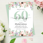 Elegant Pastel Floral 60th Birthday Party Invitation<br><div class="desc">This elegant 60th birthday invitation features soft pastel watercolor flowers framing the top and bottom. The design combines modern typography with trendy calligraphy,  creating a refined and stylish look—perfect for celebrating a special woman’s milestone birthday.</div>