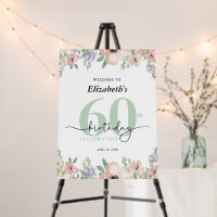 Elegant Pastel Floral 60th Birthday Party Welcome