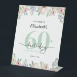 Elegant Pastel Floral 60th Birthday Party Welcome Pedestal Sign<br><div class="desc">Welcome guests with timeless elegant 60th birthday party pedestal sign. A graceful watercolor floral border accents the top and bottom,  while soft pastel hues of peach and purple create a delicate,  feminine charm—perfect for honoring a special woman’s milestone celebration.</div>