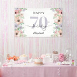 Elegant Pastel Floral 70th Birthday Party Banner<br><div class="desc">Say "Happy Birthday" in style with this elegant 70th birthday party banner featuring soft pastel watercolor flowers framing the sides. The design combines modern typography with modern calligraphy,  creating a refined and stylish look—perfect for celebrating a special woman’s milestone birthday.</div>