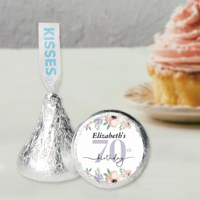Elegant Pastel Floral 70th Birthday Party Hershey®'s Kisses® (Creator Uploaded)