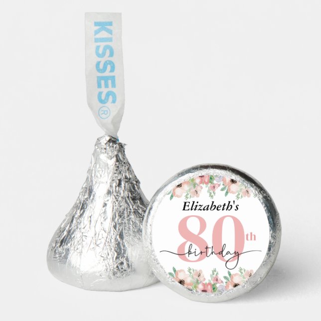 Elegant Pastel Floral 80th Birthday Hershey®'s Kisses® (Front)
