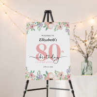 Elegant Pastel Floral 80th Birthday Party Welcome
