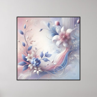 Elegant Pastel Floral Abstract Canvas Wall Art
