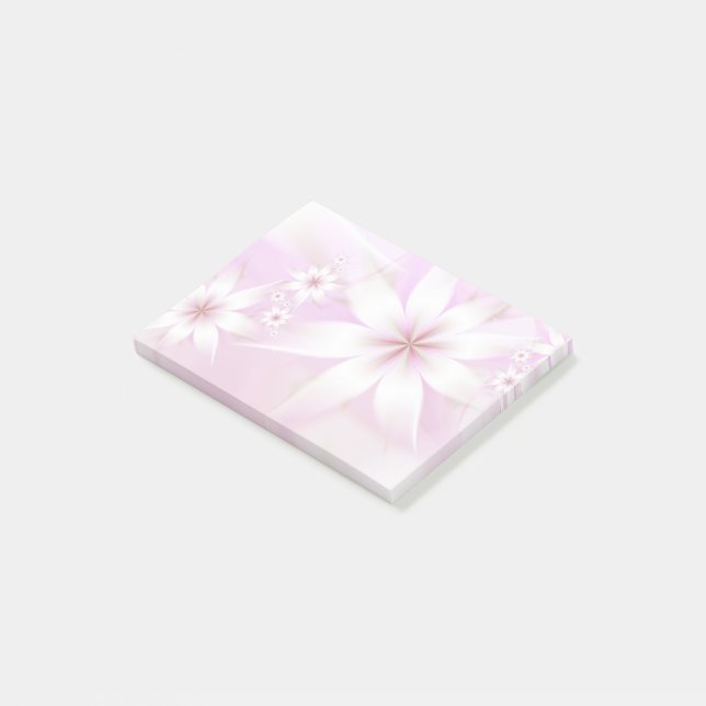 Elegant Pastel Floral Abstract | White Pink Post-it Notes (Angled)