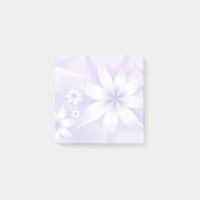 Elegant Pastel Floral Abstract | White Purple Post-it Notes (Front)