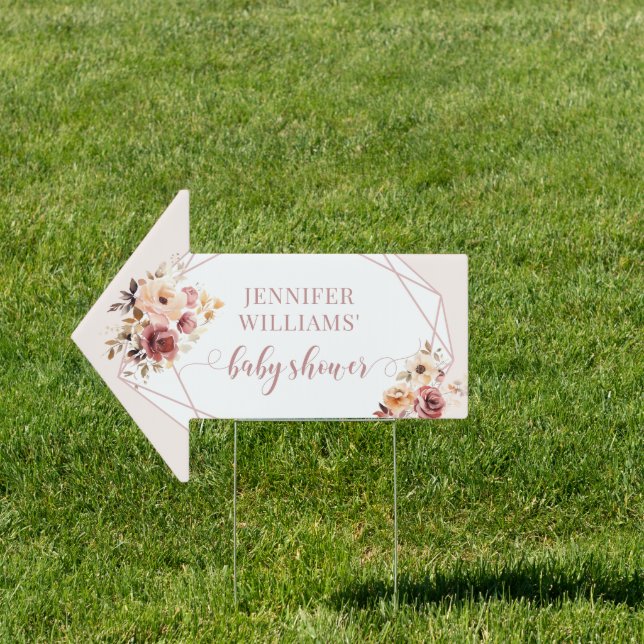 Elegant pastel floral baby girl shower arrow sign (Insitu)