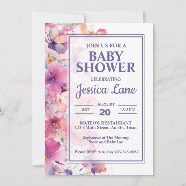 Elegant Pastel Floral Baby Shower Invitation (Front)