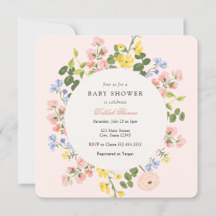 Elegant Pastel Floral Baby Shower Invitation