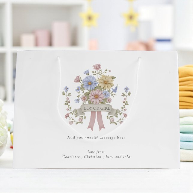 elegant pastel floral baby shower large gift bag (Creator Uploaded)