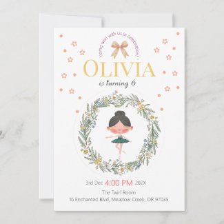 Elegant Pastel Floral Ballet Birthday Design