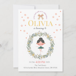 Elegant Pastel Floral Ballet Birthday Design Invitation