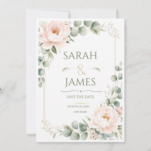Elegant Pastel Floral Botanical Minimalist Wedding Invitation