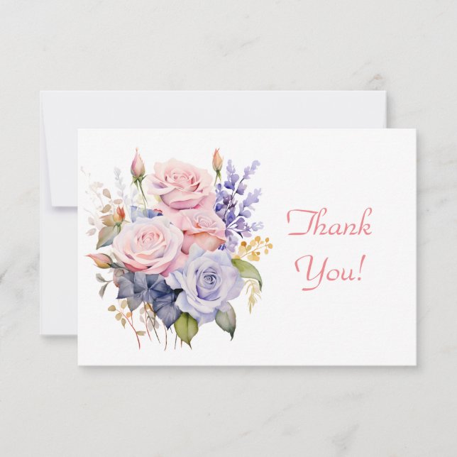 Elegant Pastel Floral Bouquet Thank You Flat  Note Card (Front)