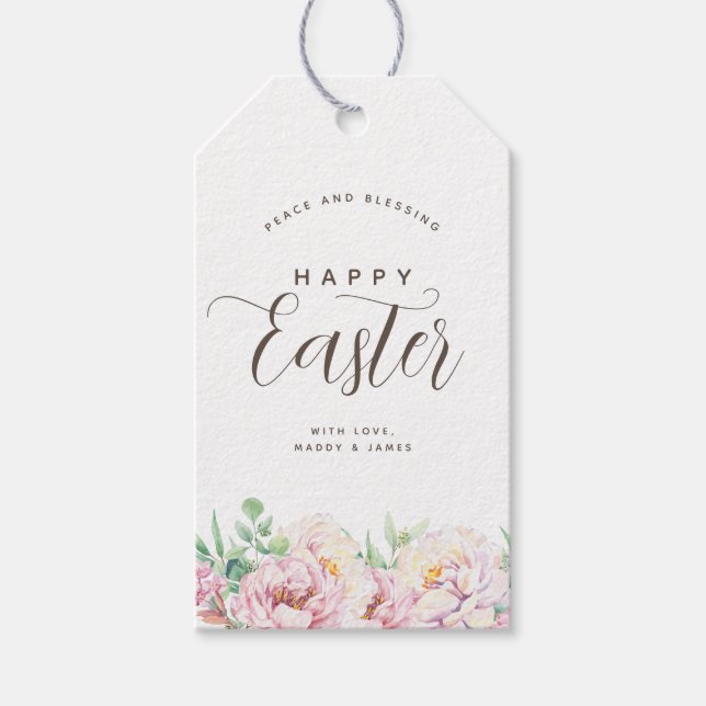Elegant Pastel Floral Easter Gift Tag (Front)