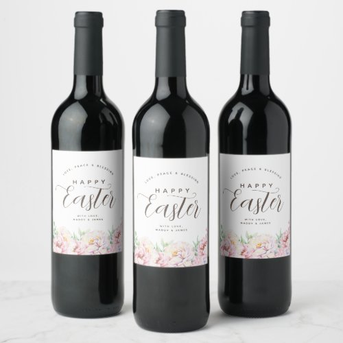 Elegant Pastel Floral Easter Wine Label