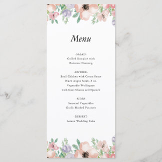 Elegant Pastel Floral Event Menu