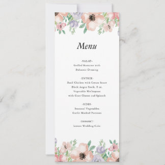 Elegant Pastel Floral Event Menu Card