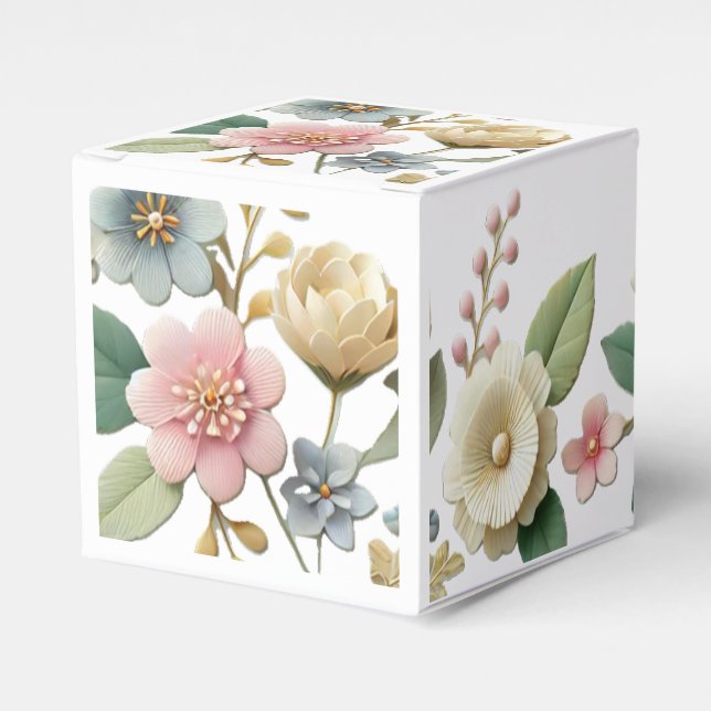 Elegant Pastel Floral Favor Box" Boxes (Front Side)