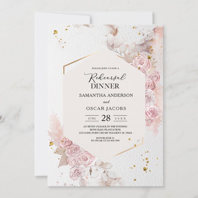 Elegant Pastel Floral Frame Fancy Invitation (Front)